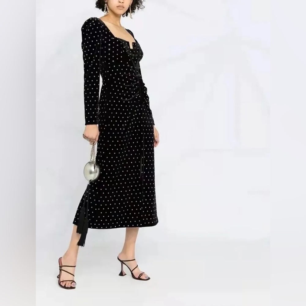 NWOT Custom Self-Portrait Like velvet diamante midi dress